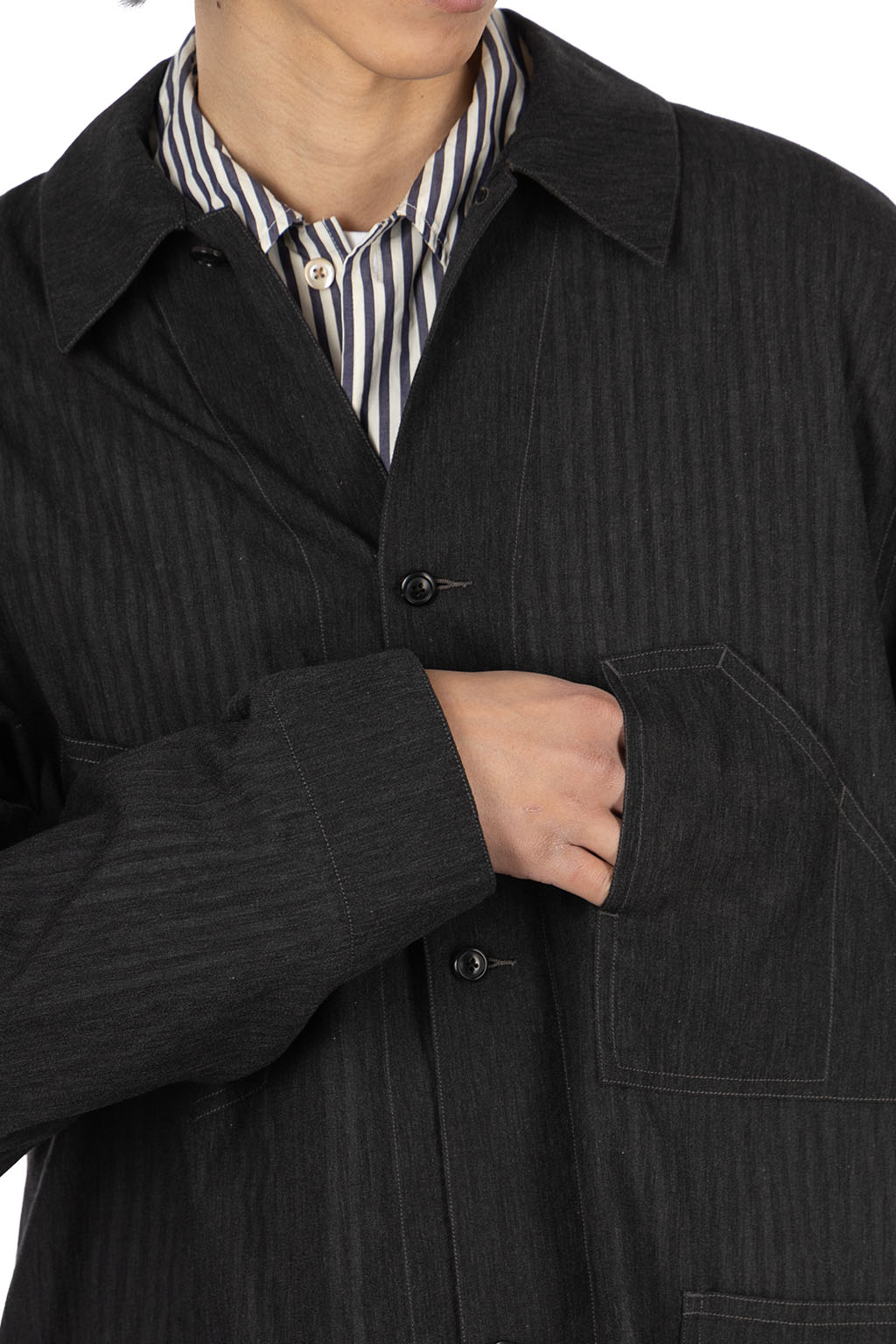 blurhms - Silk-Co Voile Work Jacket - Heather Charcoal