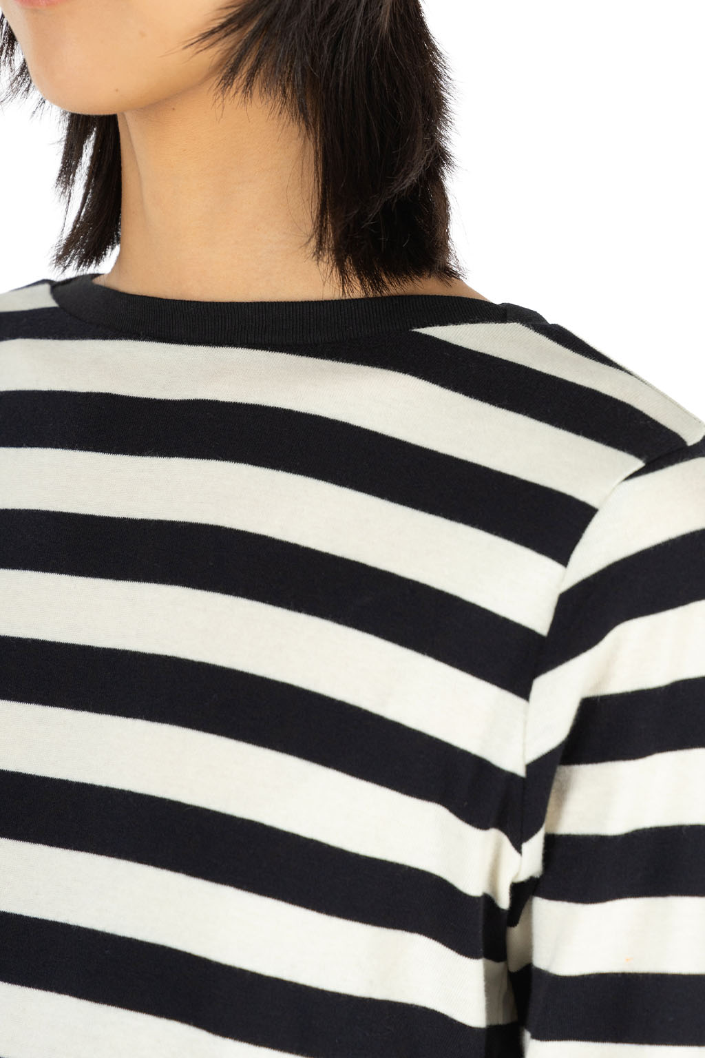 harmonie - Boatneck Cotton Wide Stripe LS Tee - Black