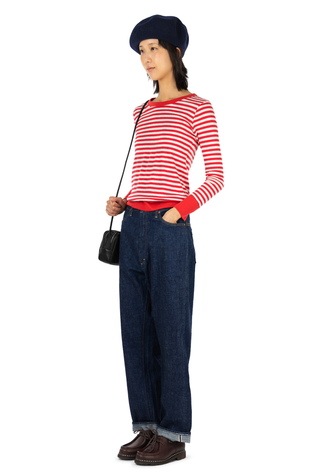 harmonie - Border Stripe LS Tee - Red