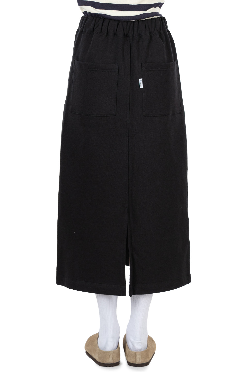 harmonie - Brushed Fleece-Lined Back Slit Long Skirt - Black