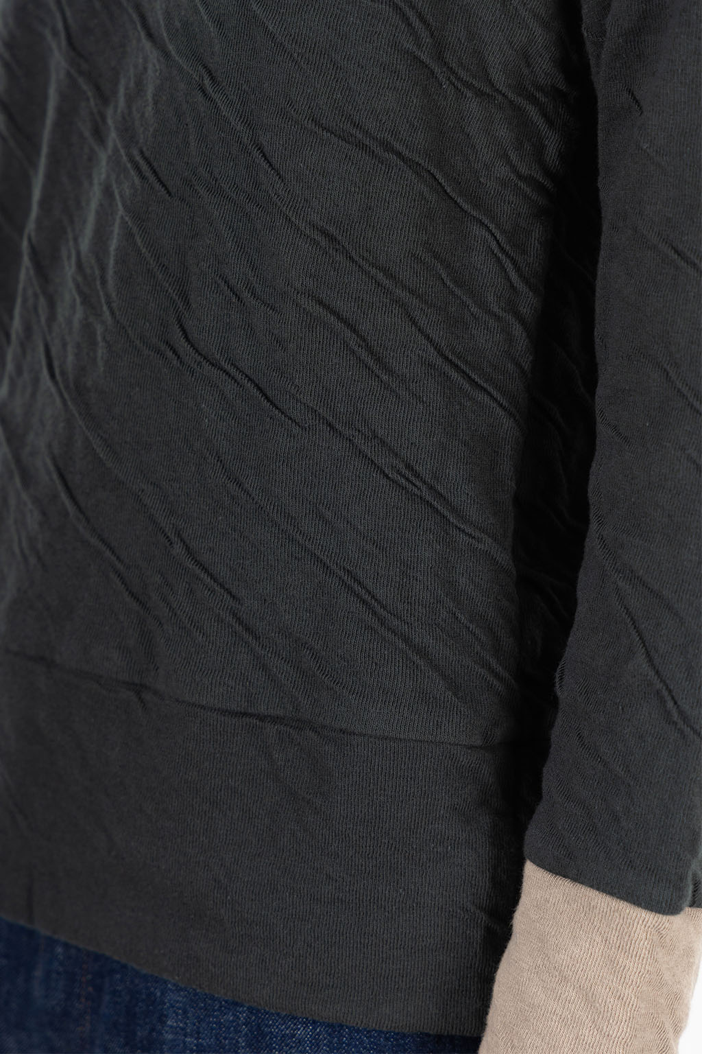 harmonie - Fluffy Double-Knit Bi-Color Raglan Pullover - Charcoal Mocha