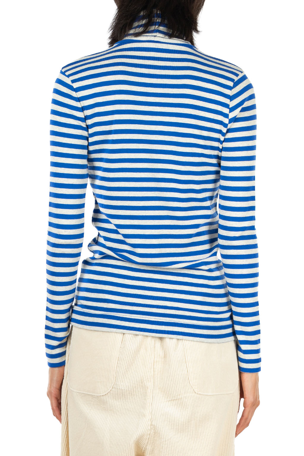 harmonie - Rib Knit Stripe Turtleneck Pullover - Blue