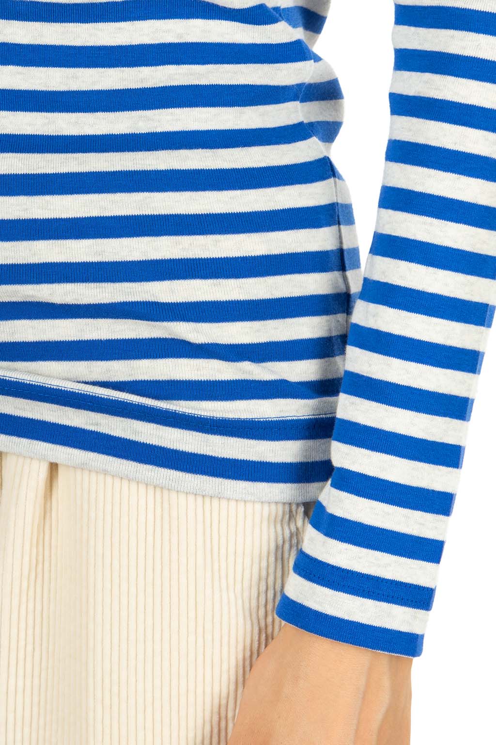 harmonie - Rib Knit Stripe Turtleneck Pullover - Blue