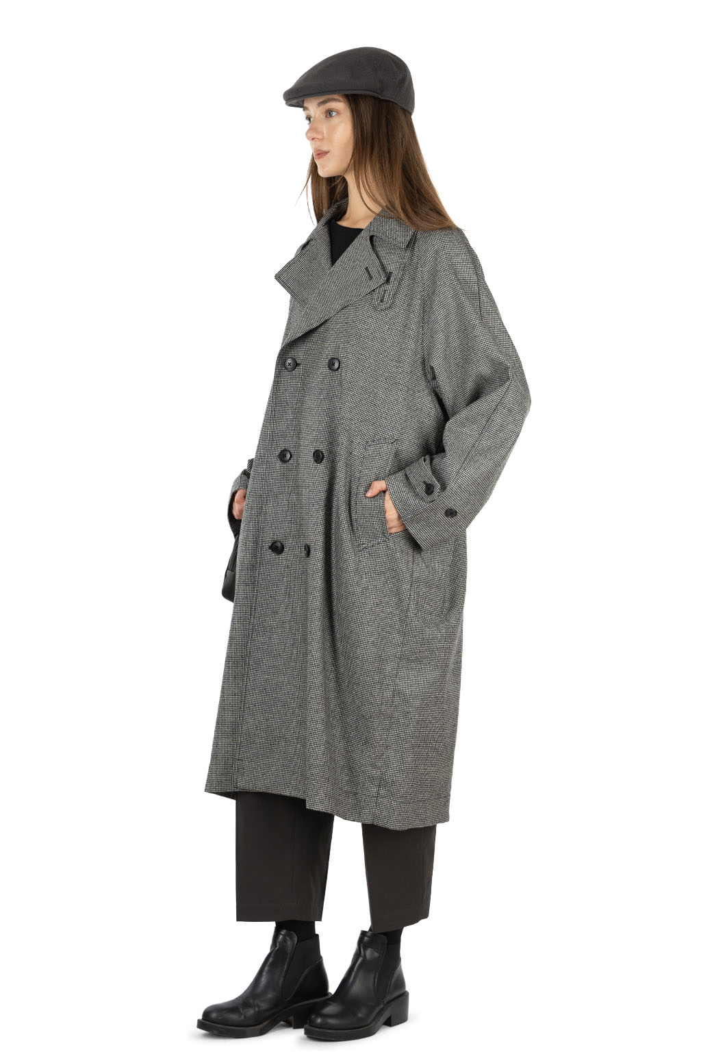 nicholson & nicholson - VICTOR Houndstooth Wool Coat - Black White