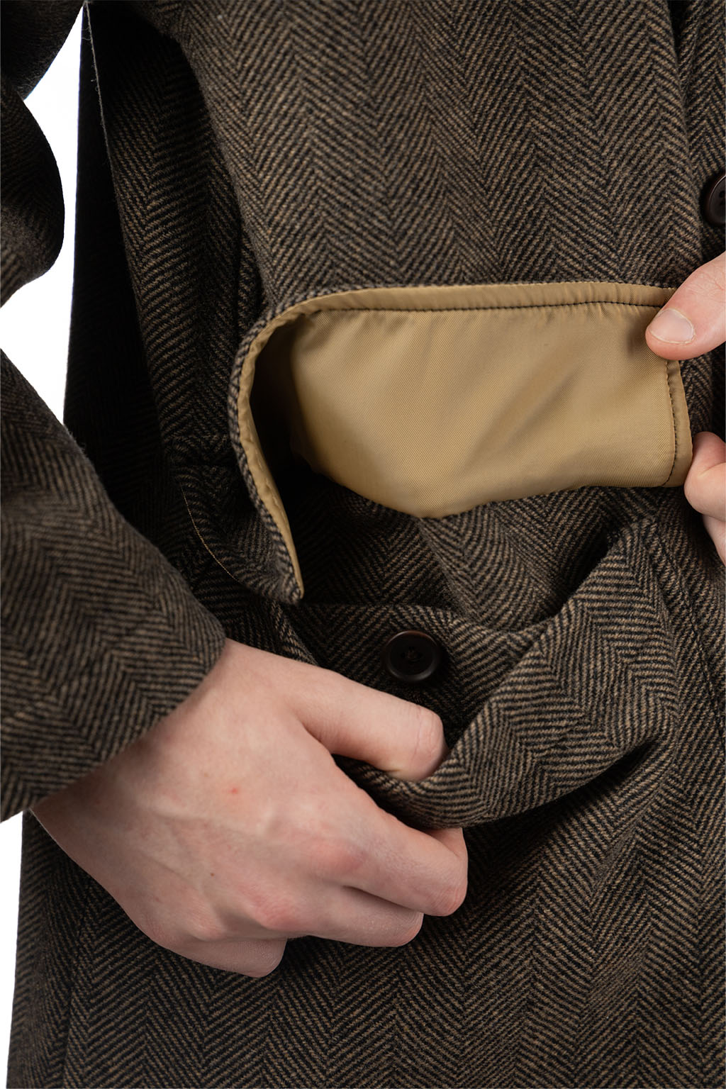 ts(s) - Raglan Sleeve Hooded Easy Coat - Brown