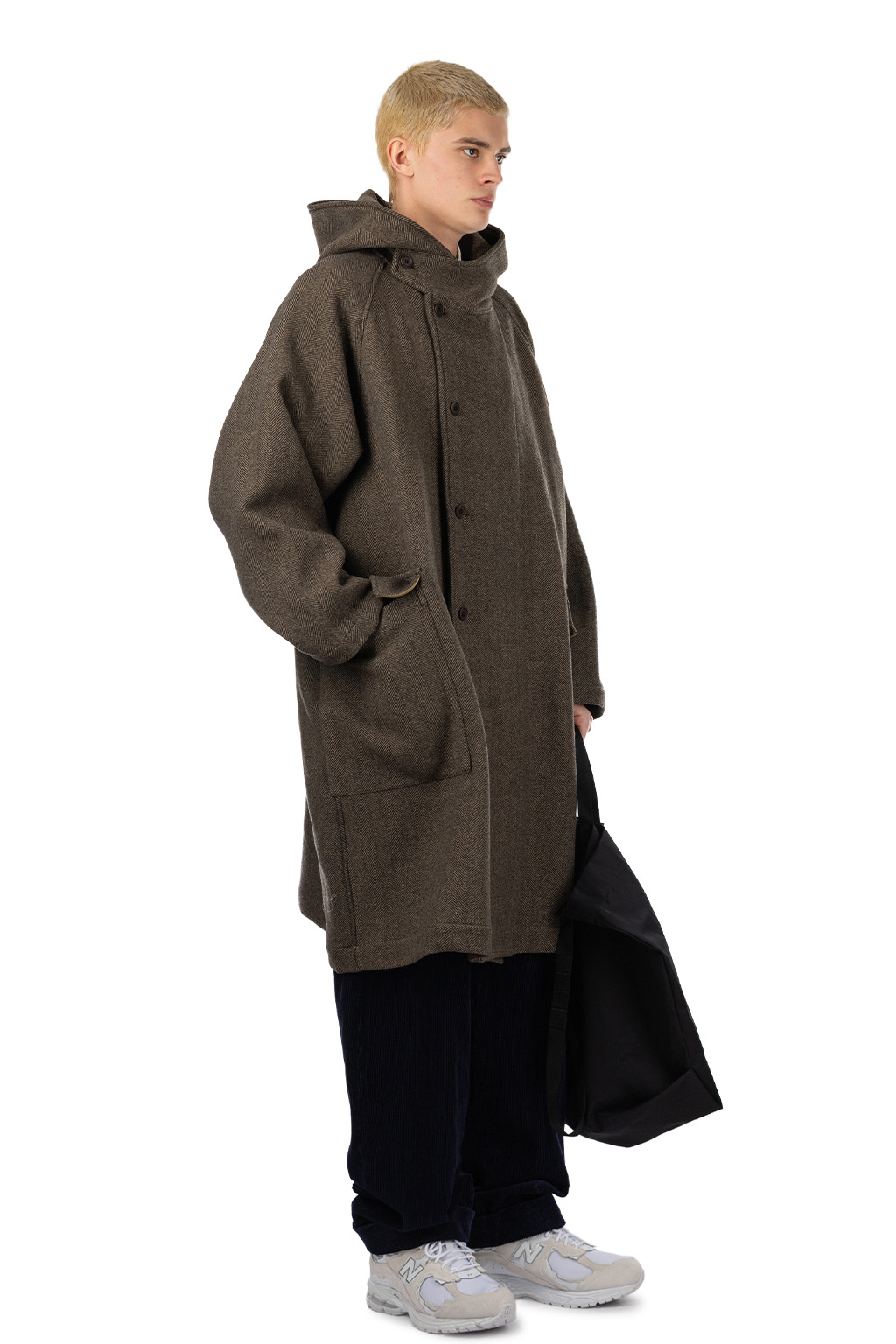 ts(s) - Raglan Sleeve Hooded Easy Coat - Brown